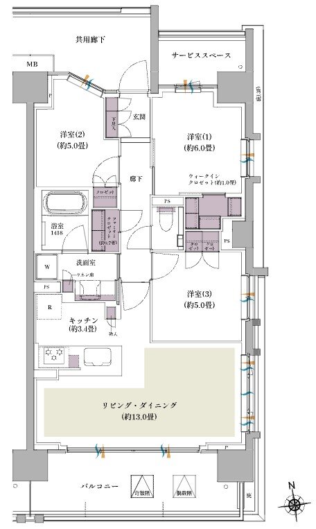 ザ・パークハウス 北綾瀬 間取り S-73A type(BASIC)