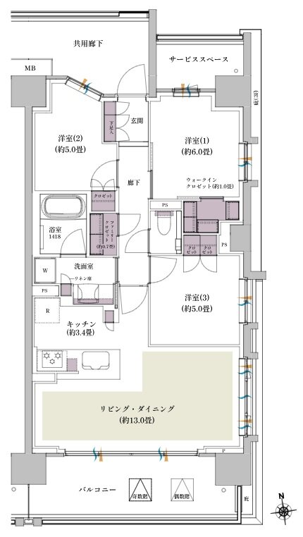 ザ・パークハウス 北綾瀬 間取り S-73A type(BASIC)