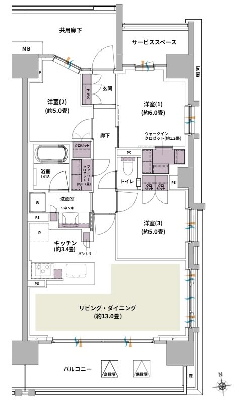 ザ・パークハウス 北綾瀬 間取り S-73A type(BASIC)