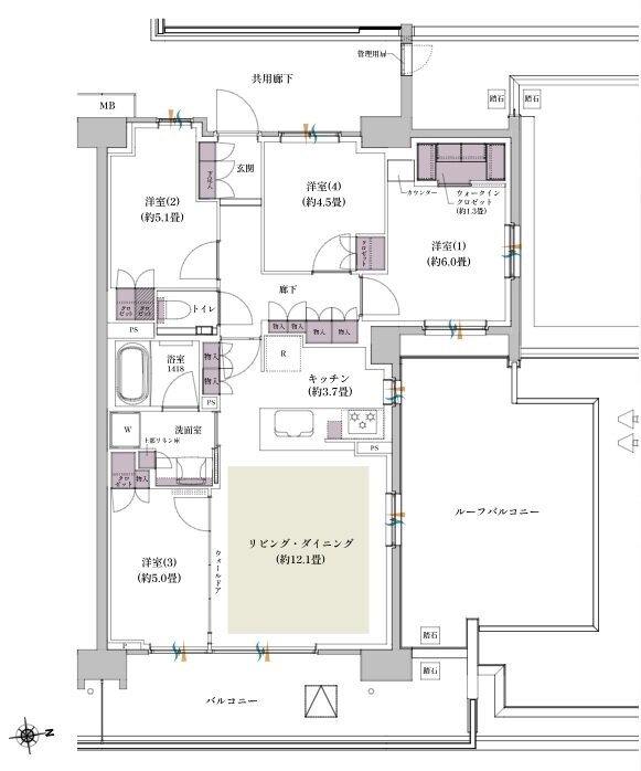 ザ・パークハウス 北綾瀬 間取り E-81Ar1 type(BASIC)
