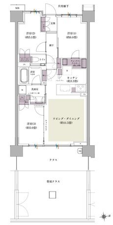 ザ・パークハウス 北綾瀬 間取り E-68B2t type（BASIC）
