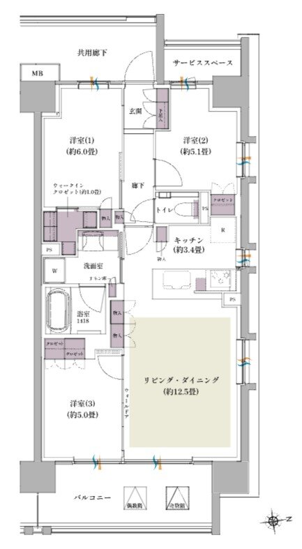 ザ・パークハウス 北綾瀬 間取り E-70A type(BASIC)