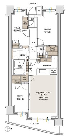 パークホームズ下北沢ガーデン 間取り Kタイプ
