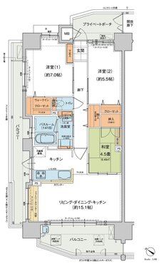 ヴェルディ蔵王公園 間取り A type 和室有償プラン