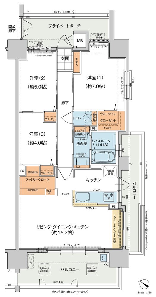 ヴェルディ蔵王公園 間取り D type（3～13階）