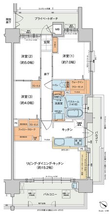 ヴェルディ蔵王公園 間取り D type（3～13階）