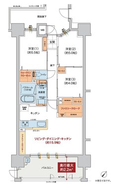 ヴェルディ呉本通［ヴィアーレ］ 間取り B type（2〜15階）