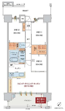 ヴェルディ呉本通［ヴィアーレ］ 間取り B type menu1（2〜15階）