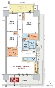ヴェルディ・ステーションテラス三原城町 間取り E type（3～14階）