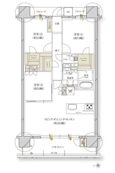レ・ジェイド川西能勢口駅前 間取り C type