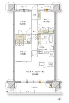 レ・ジェイド川西能勢口駅前 間取り B type