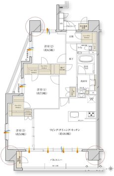 レ・ジェイド川西能勢口駅前 間取り A type