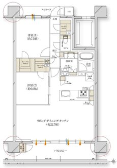 レ・ジェイド川西能勢口駅前 間取り E type メニュープラン1