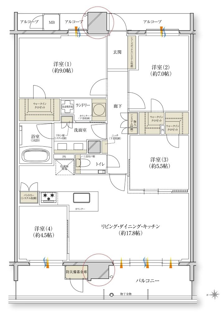 レ・ジェイド川西能勢口駅前 間取り H type メニュー3