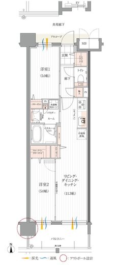 リフローレ名古屋岩塚EAST/WEST 間取り W-Bタイプ