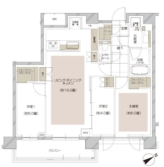 ディアナコート大倉山 間取り B type