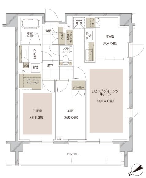 ディアナコート大倉山 間取り H type
