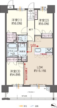 ファーネスト井尻ルシエEAST/WEST 間取り 【EAST】E type（基本プラン）