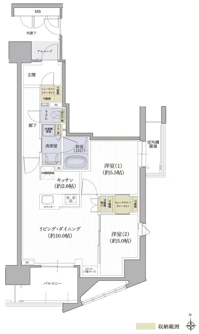 クレアホームズ松山駅 J.CRESTタワー 間取り Gタイプ