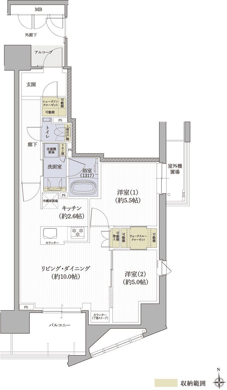 クレアホームズ松山駅 J.CRESTタワー 間取り Gタイプ