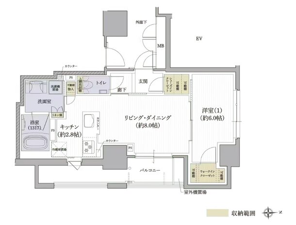 クレアホームズ松山駅 J.CRESTタワー 間取り Hタイプ