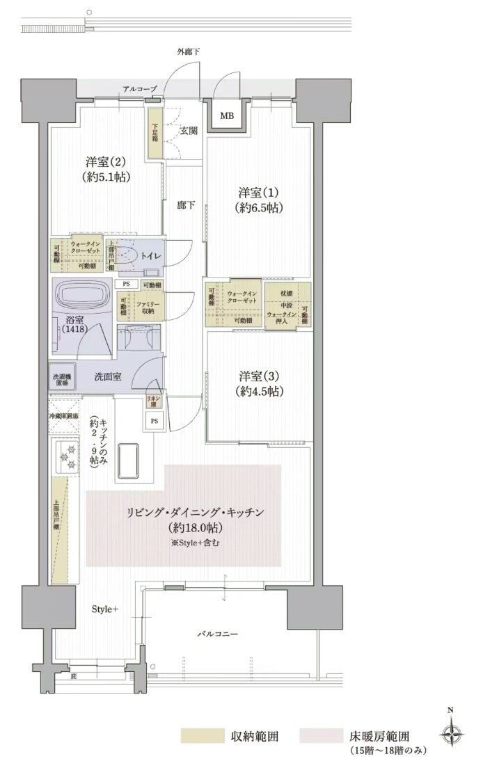 クレアホームズ松山駅 J.CRESTタワー 間取り Jタイプ