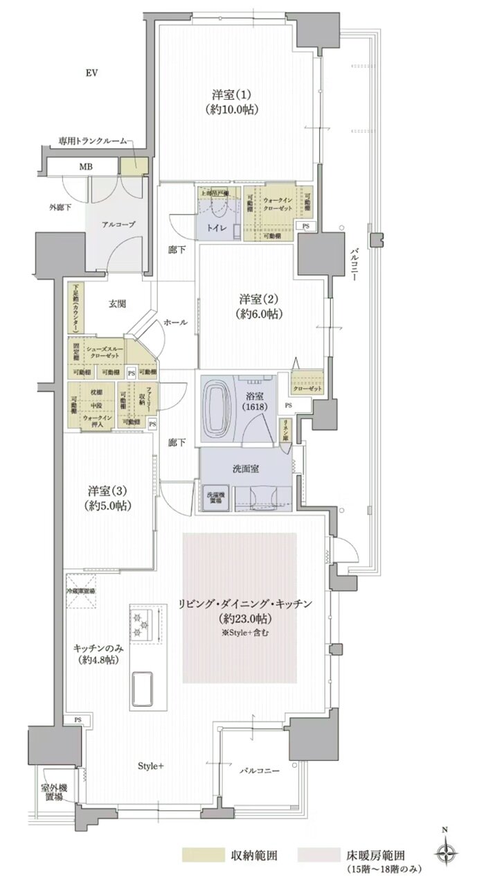 クレアホームズ松山駅 J.CRESTタワー 間取り Nタイプ