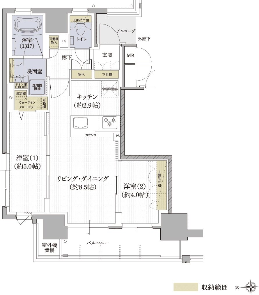 クレアホームズ松山駅 J.CRESTタワー 間取り Aタイプ