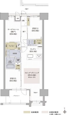 クレアホームズ松山駅 J.CRESTタワー 間取り Iタイプ