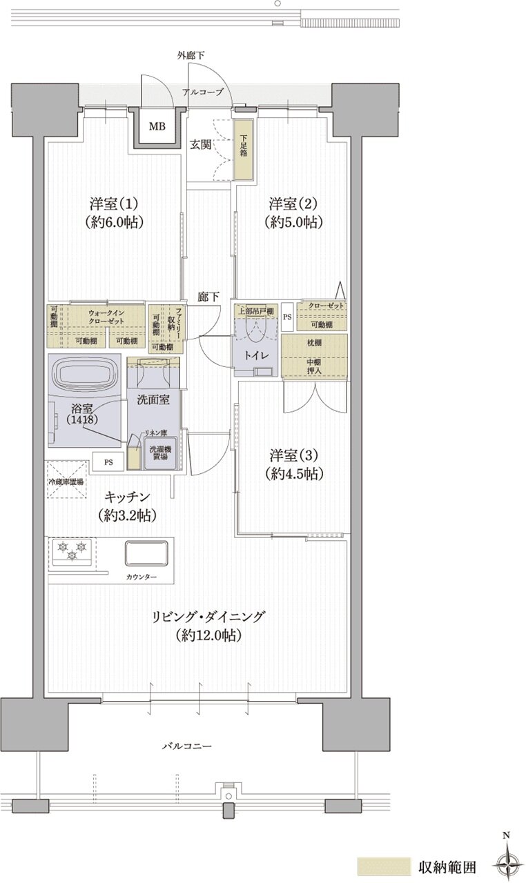 クレアホームズ松山駅 J.CRESTタワー 間取り Eタイプ