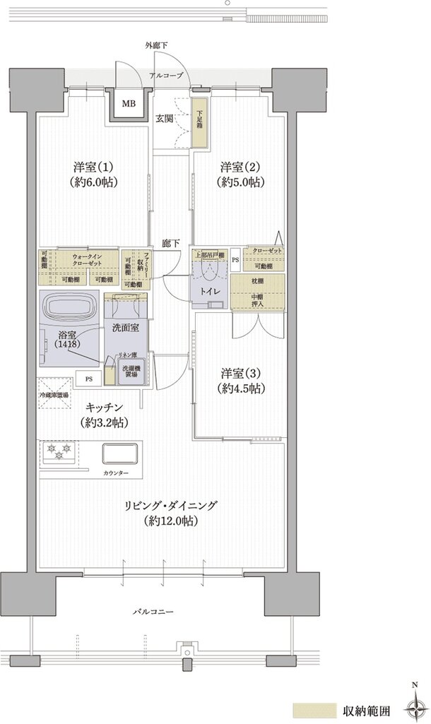 クレアホームズ松山駅 J.CRESTタワー 間取り Eタイプ