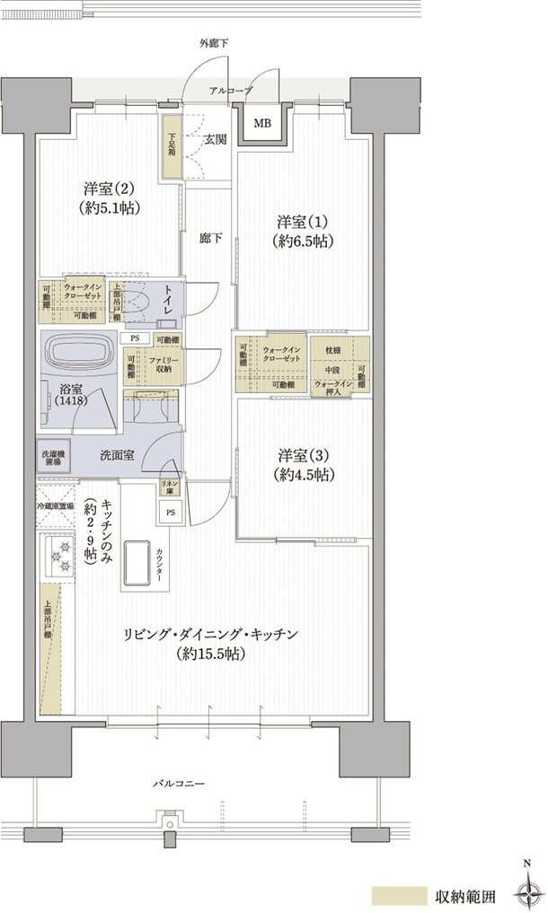 クレアホームズ松山駅 J.CRESTタワー 間取り Dタイプ