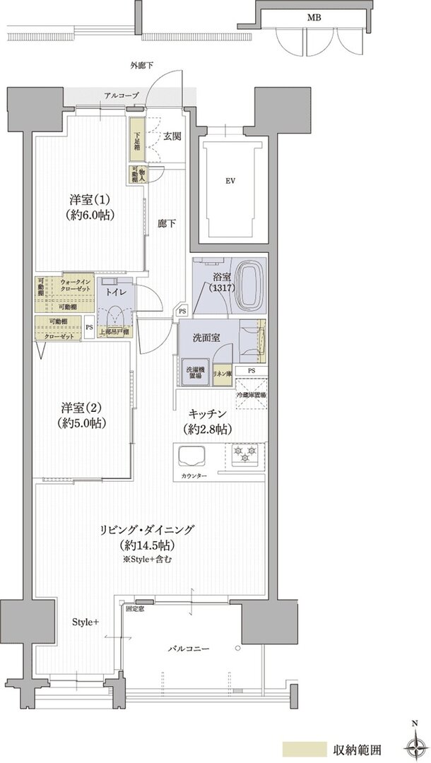 クレアホームズ松山駅 J.CRESTタワー 間取り Lタイプ