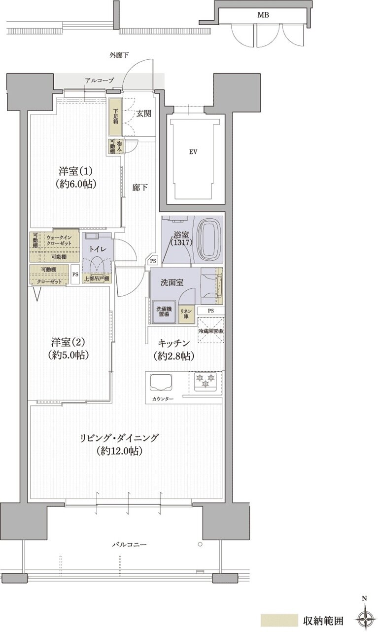 クレアホームズ松山駅 J.CRESTタワー 間取り Fタイプ