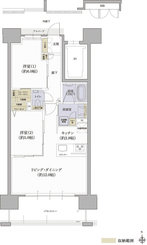クレアホームズ松山駅 J.CRESTタワー 間取り Fタイプ