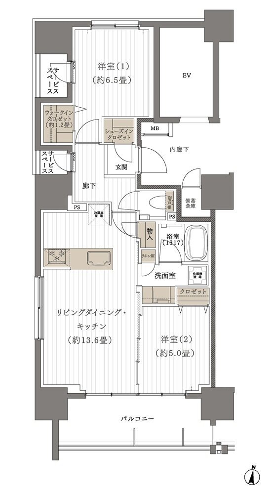 デュオヒルズ高取 間取り Aタイプ(1期1次)