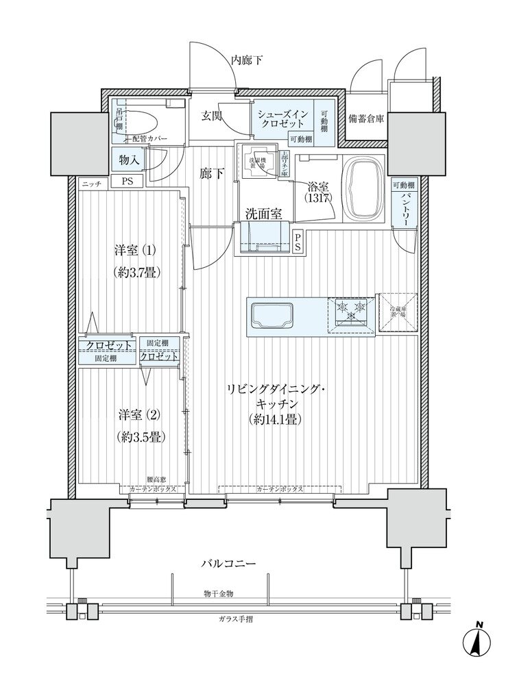 デュオヒルズ高取 間取り Bタイプ
