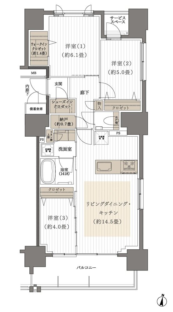 デュオヒルズ高取 間取り Dタイプ(2期1次以降)