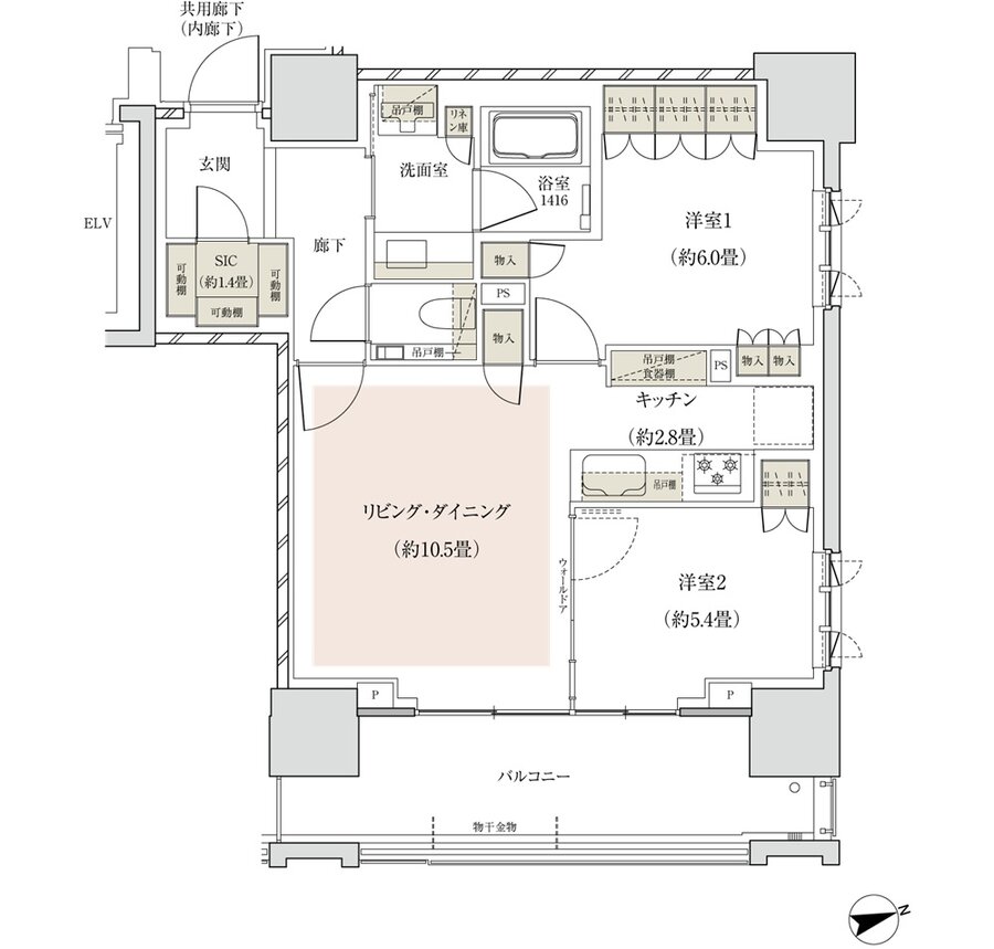 ザ・パークハウス 横浜山下町 間取り F1 TYPE［先着順］