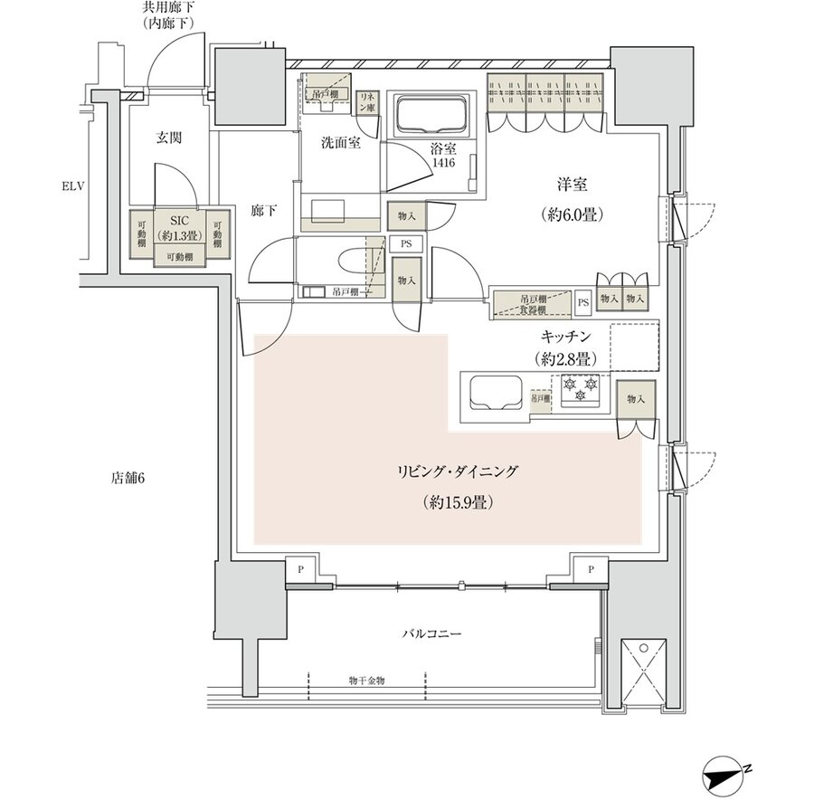 ザ・パークハウス 横浜山下町 間取り G type［第2期8次］