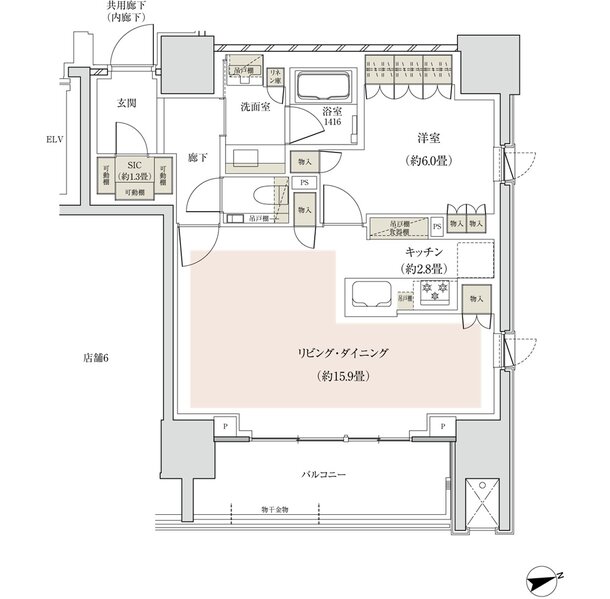 ザ・パークハウス 横浜山下町 間取り G type［第2期8次］