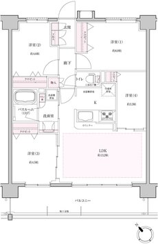リスティア武蔵浦和ブリシアコート 間取り B type