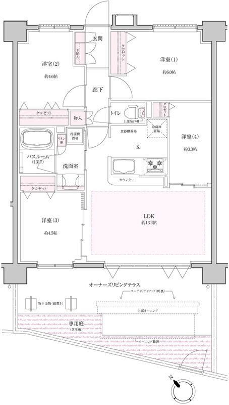 リスティア武蔵浦和ブリシアコート 間取り Bg type