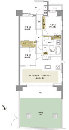ザ・ライオンズ調布つつじヶ丘 間取り H1 type
