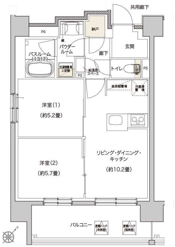 モンドミオ北海道　千歳駅前 間取り B type
