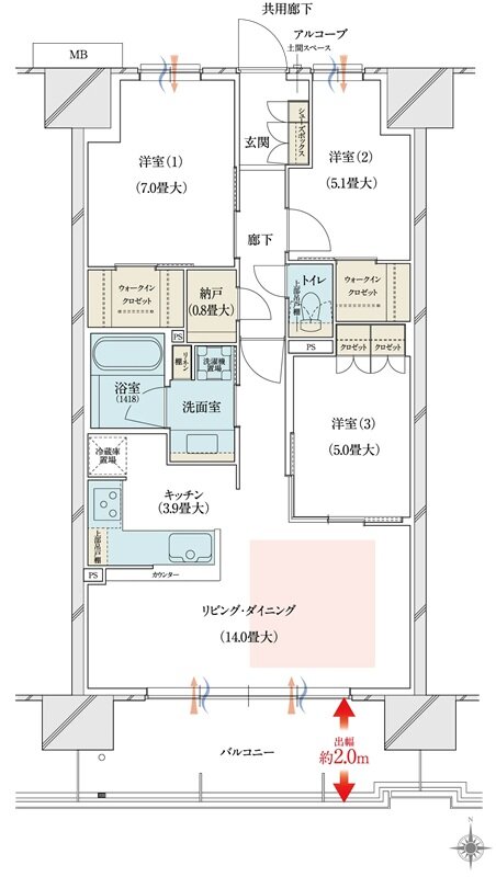 ブランズシティ大津京 間取り AJ type
