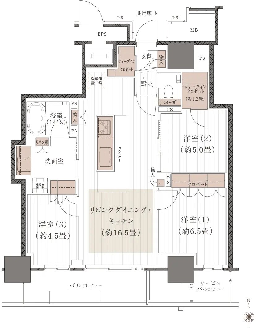 (仮称)岡山表町再開発タワーマンションプロジェクト 間取り Bタイプ
