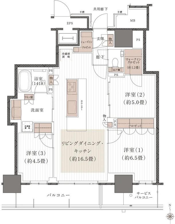 (仮称)岡山表町再開発タワーマンションプロジェクト 間取り Bタイプ