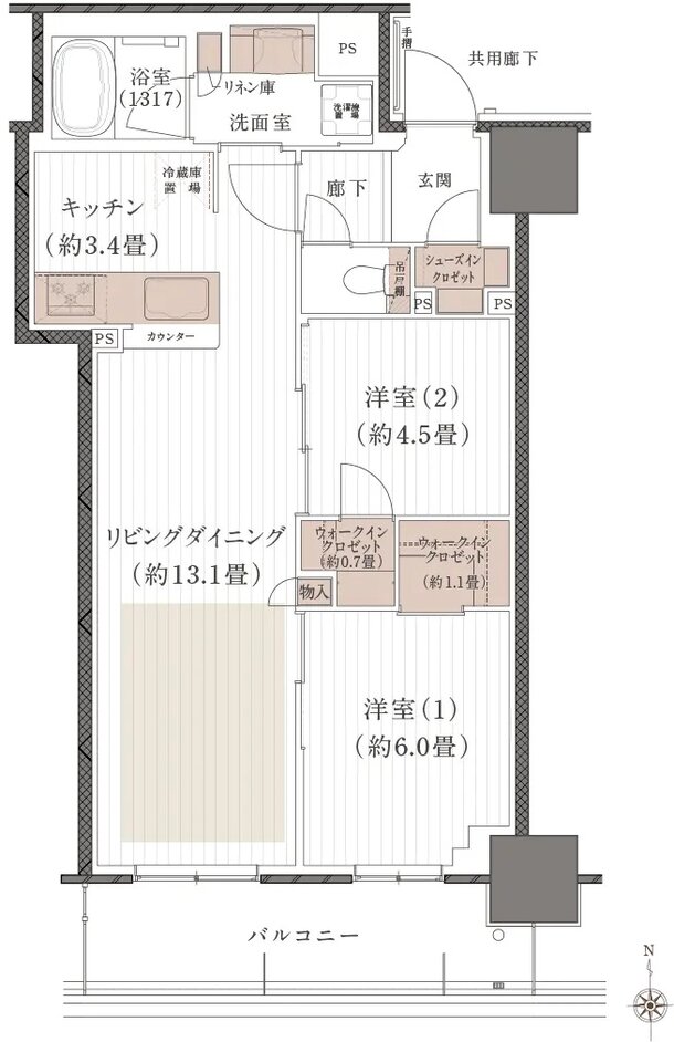 (仮称)岡山表町再開発タワーマンションプロジェクト 間取り Cタイプ