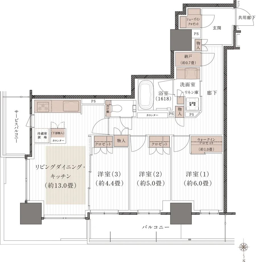 (仮称)岡山表町再開発タワーマンションプロジェクト 間取り Gタイプ